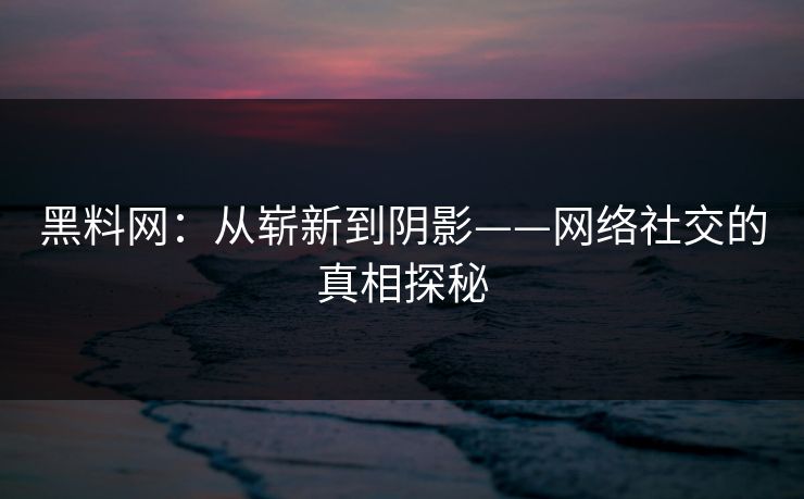 黑料网：从崭新到阴影——网络社交的真相探秘