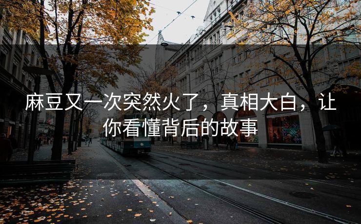 麻豆又一次突然火了,真相大白,让你看懂背后的故事 麻豆又一次突然火了,真相大白,让你看懂背后的故事