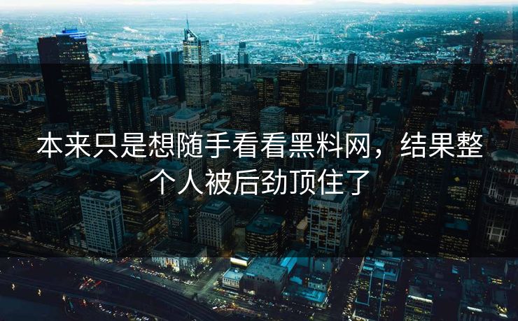 本来只是想随手看看黑料网，结果整个人被后劲顶住了