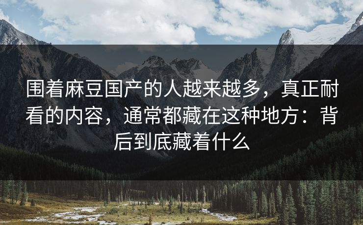 围着麻豆国产的人越来越多,真正耐看的内容,通常都藏在这种地方:背后到底藏着什么