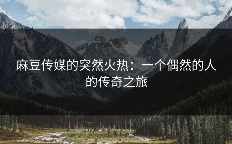 麻豆传媒的突然火热:一个偶然的人的传奇之旅